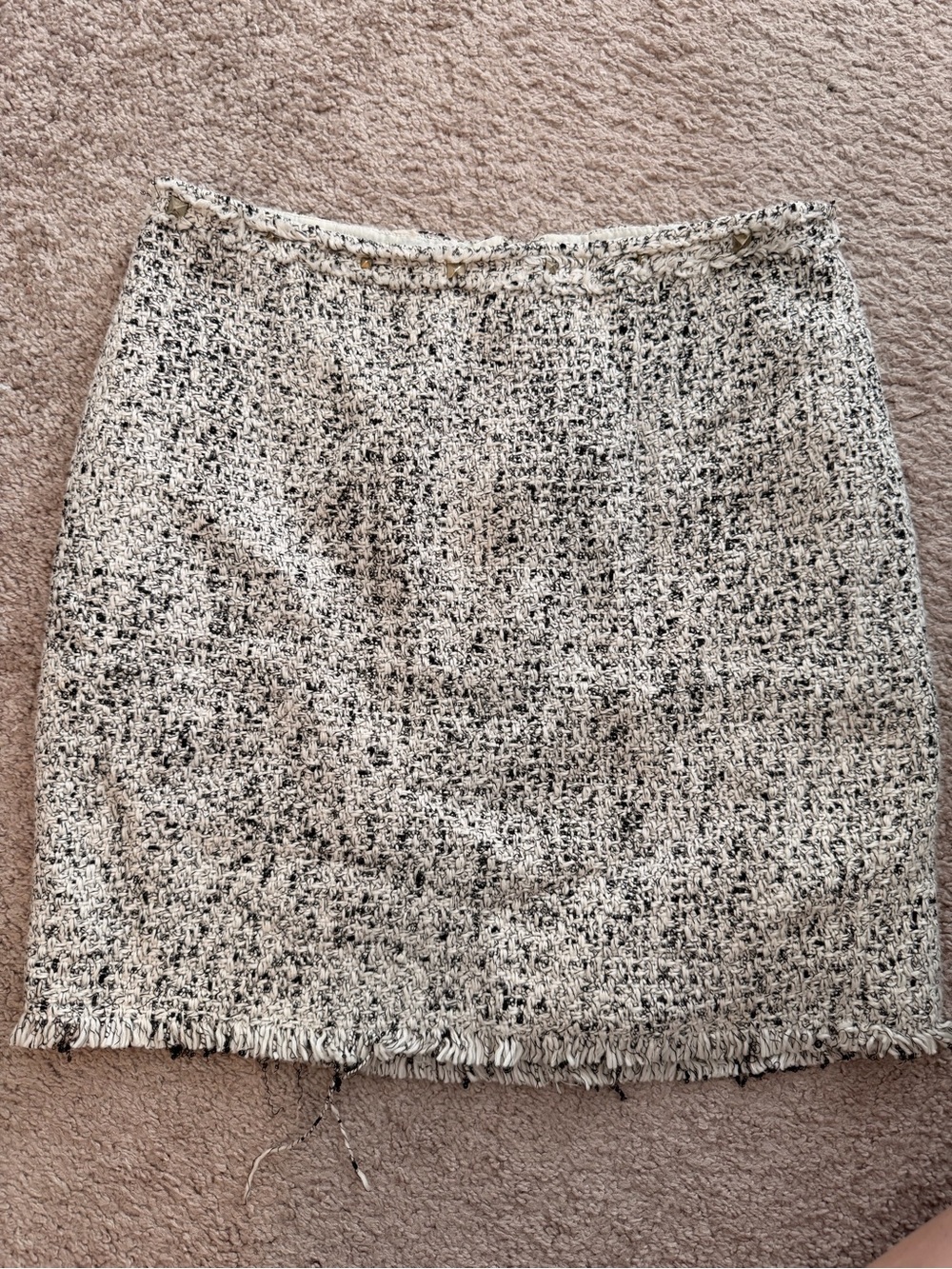 Forever 21 Cream and Black Tweed Bouclé Pencil Skirt, Size Large